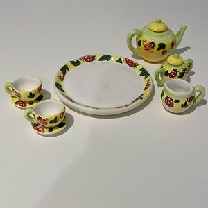 Miniature Hand Painted Strawberry Tea Set